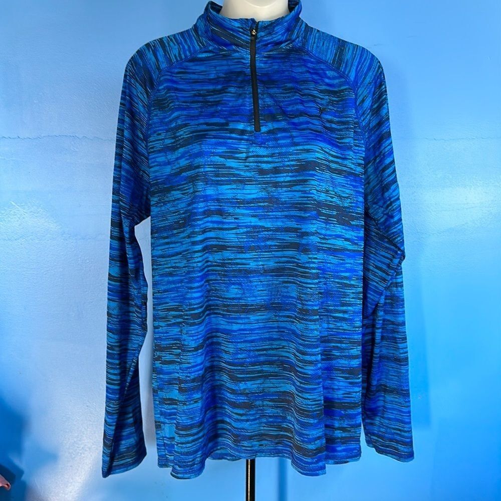 Old Navy Large Blue Black Half Zip Pullover Long Sleeve 100% Polyester